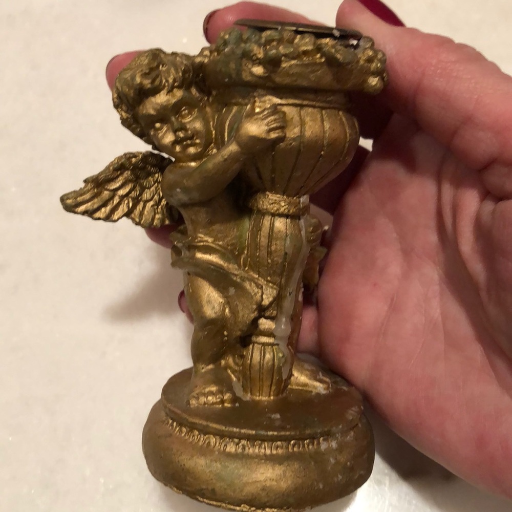 CHRISTMAS GOLD CHERUB/CANDLE DECORATIONS • BUNDLE OF 7 ITEMS • VINTAGE • BONUS - Picture 6 of 10